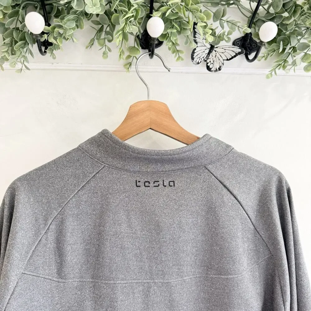 Tesla Men’s 1/4 Zip Long Sleeve Pullover Gray Size XL E4888